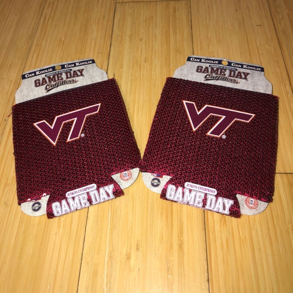 Virginia Tech Hokies Sequin Can Cooler Collie Koolie Set of 2 NEW